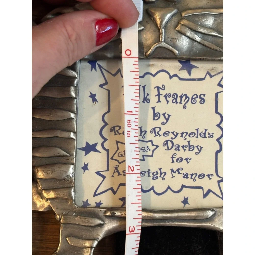 Vtg Ashleigh Manor Pewter Cat Picture Frame Ruth Reynolds Darby Folk Frames 1996